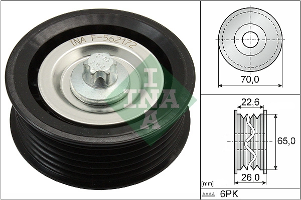 Deflection/Guide Pulley, V-ribbed belt